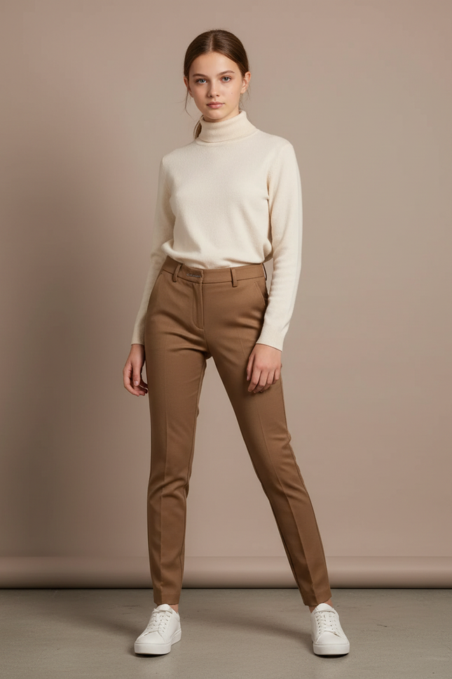 Pantalon Chino Marron Femme - Gabardine