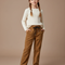 Pantalon Marron Côtelé Droit Fille Décontracté - Cordé