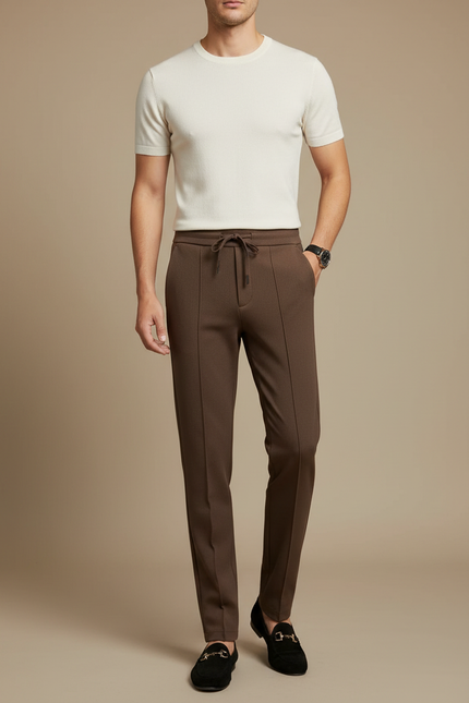 Pantalon Cigarette Marron - Maille