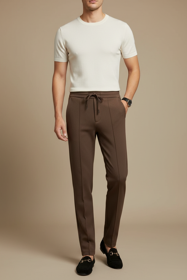 Pantalon Cigarette Marron - Maille
