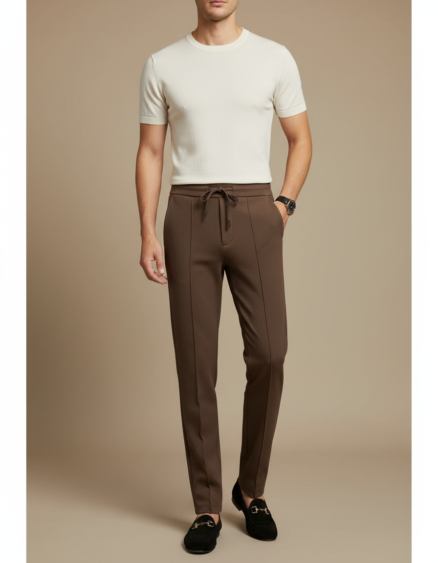 Pantalon Cigarette Marron - Maille