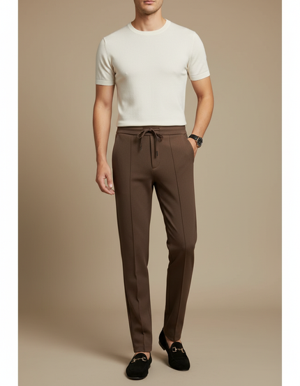 Pantalon Cigarette Marron - Maille