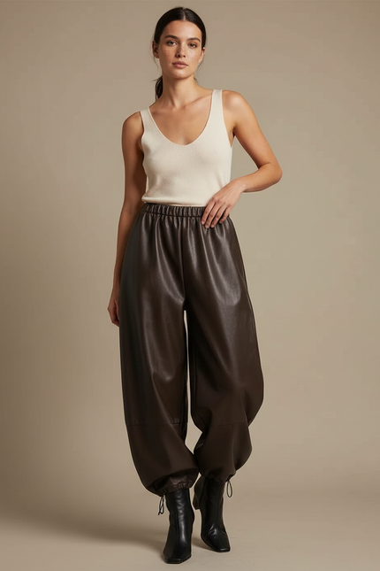 Pantalon Marron Cuir