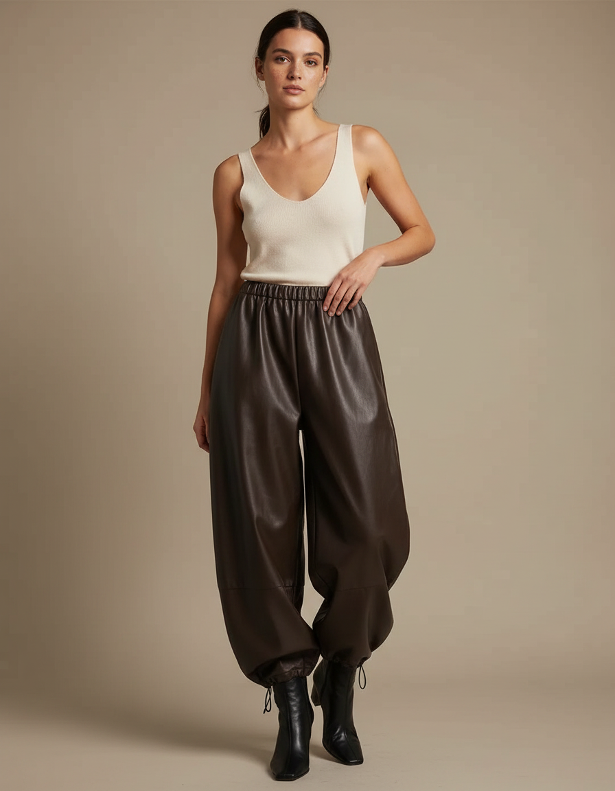 Pantalon Marron Cuir