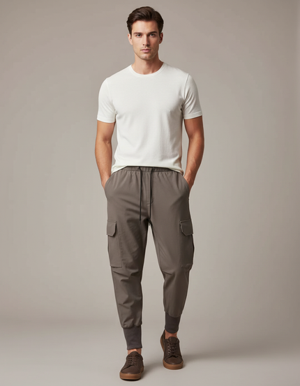 Pantalon Marron Cargo Jogger Coton Sport Décontracté Homme - Kaki