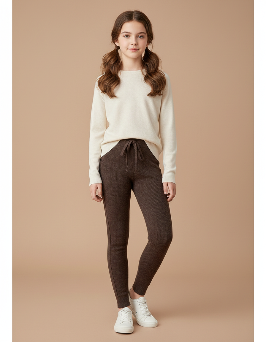 Pantalon Marron Côtelé Slim Cordon Décontracté Enfant - Cordé