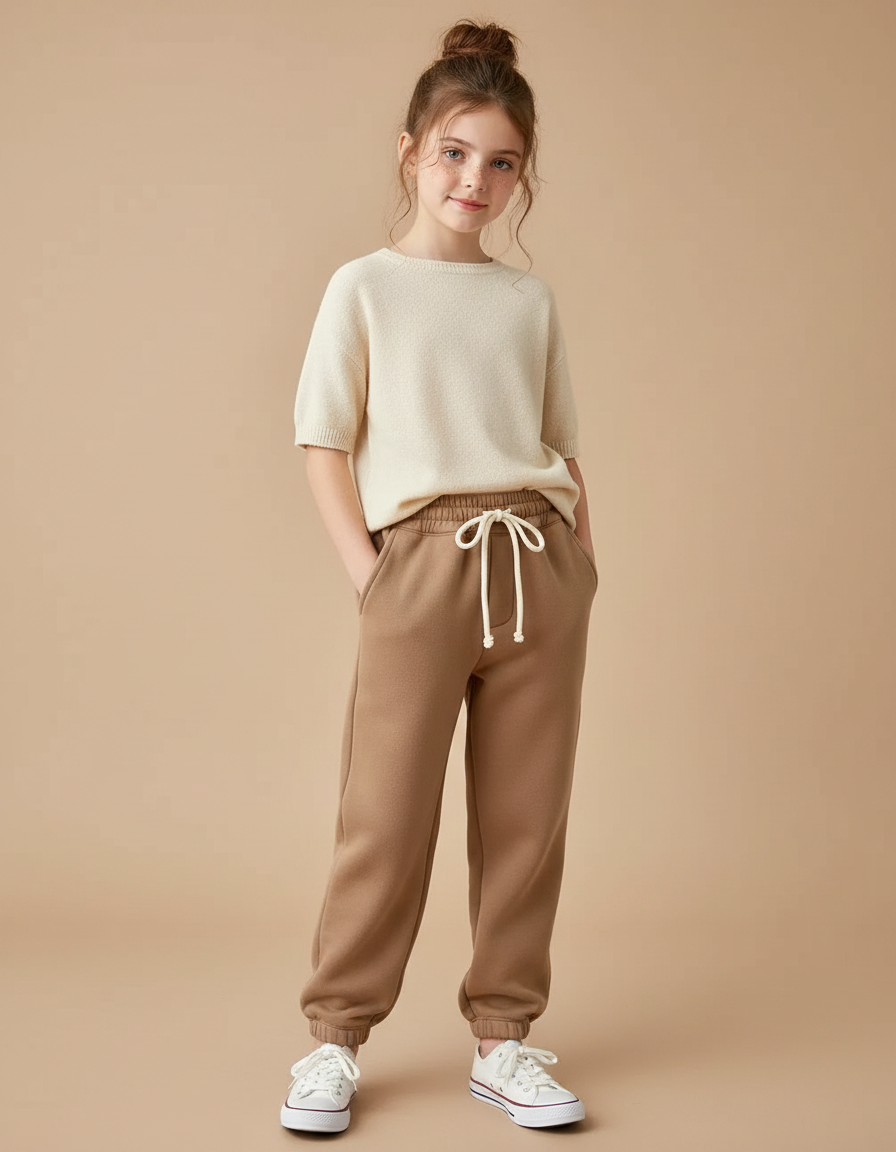 Pantalon Marron Molletonné Ample Confortable Enfant
