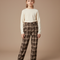 Pantalon Marron Carreaux Laine Droit Épais Fille