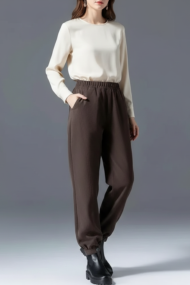 Pantalon Jogging Marron Femme - Molleton