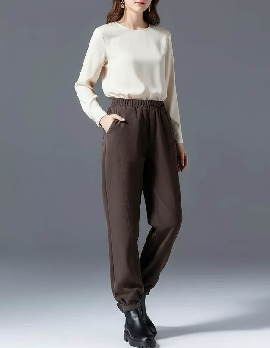 Pantalon Jogging Marron Femme - Molleton
