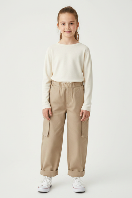 Pantalon Marron F769 - Beige Toile