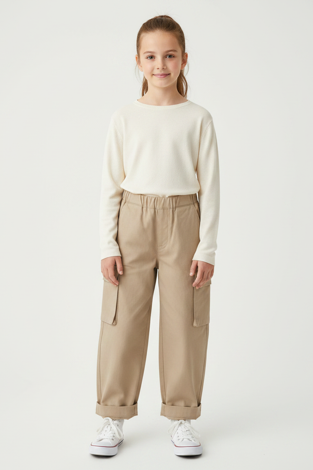 Pantalon Marron F769 - Beige Toile