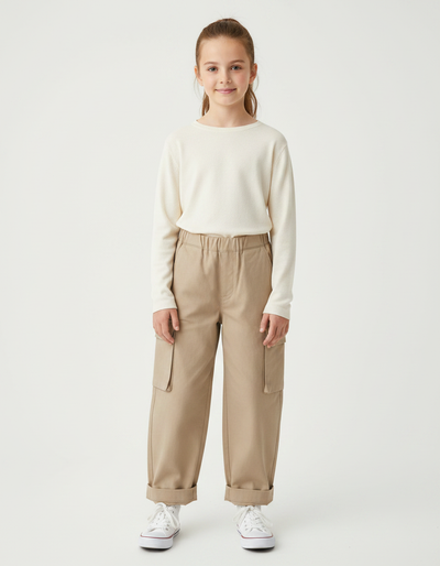 Pantalon Marron Fille Cargo