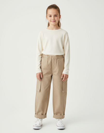 Pantalon Marron F769 - Beige Toile