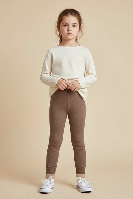 Pantalon Marron Côtelé Doublé Chaud Enfant Hiver - Cordé