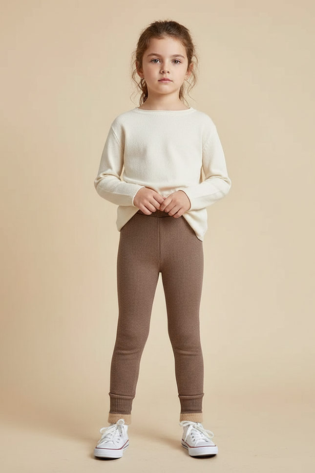 Pantalon Marron Côtelé Doublé Chaud Enfant Hiver - Cordé