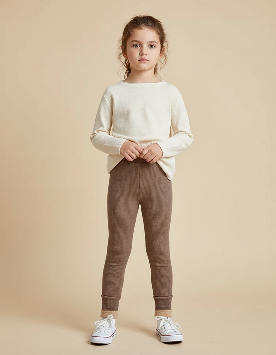 Pantalon Marron Côtelé Doublé Chaud Enfant Hiver - Cordé