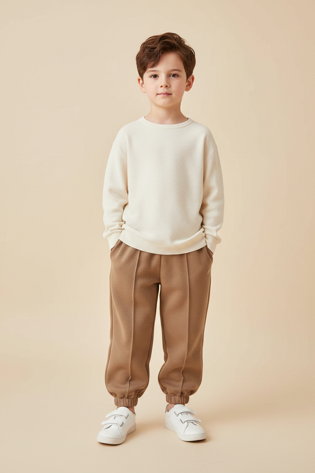 Pantalon Marron Coton Ample Décontracté Enfant Garçon - Molleton