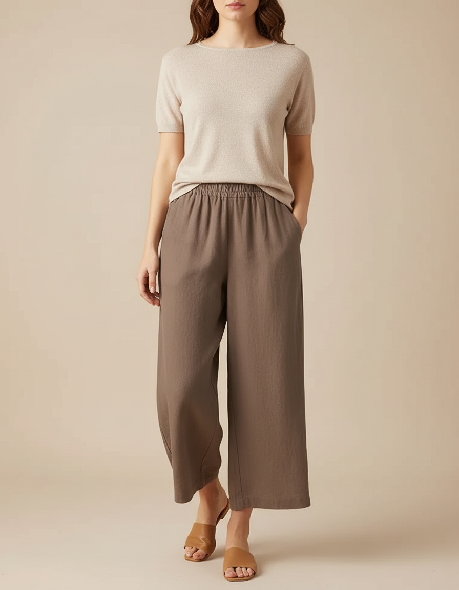 Pantalon Marron Clair Femme - Kaki Lin
