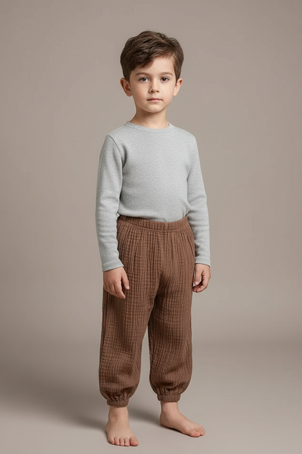 Pantalon Gaze De Coton Marron