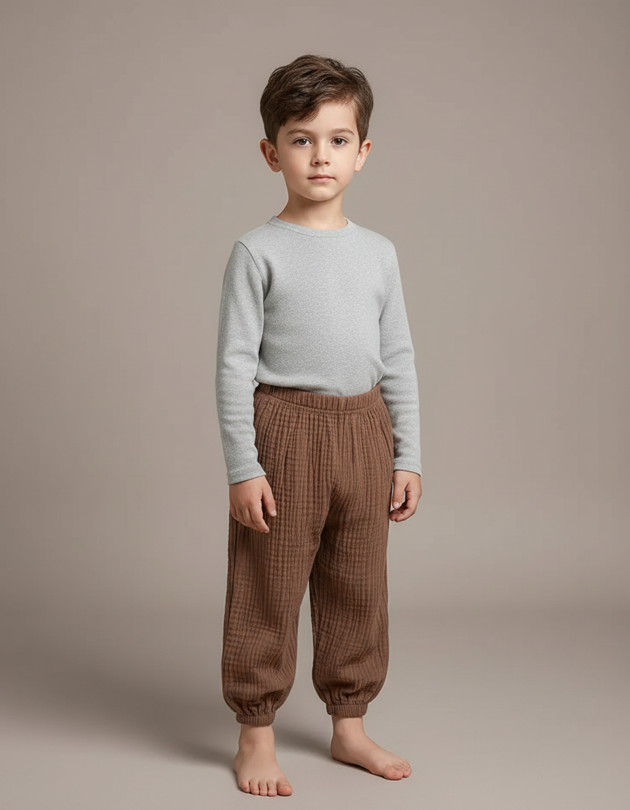 Pantalon Gaze De Coton Marron