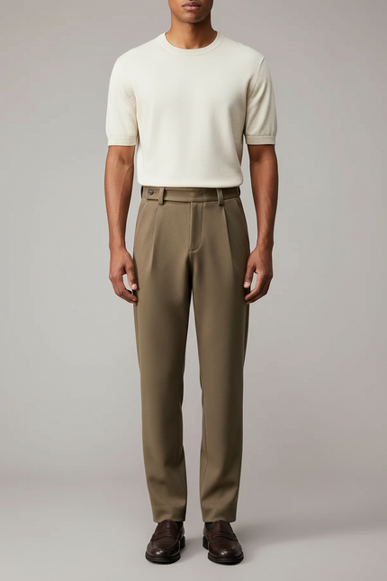 Pantalon Classique Marron - Kaki Gabardine