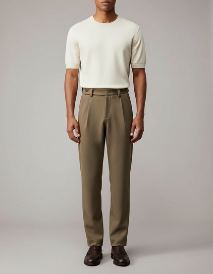 Pantalon Classique Marron - Kaki Gabardine