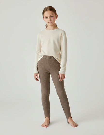 Pantalon Marron Côtelé Chaud Extensible Fille - Maille
