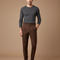 Pantalon Marron Carreaux Taille Haute Homme Élégant - Laine