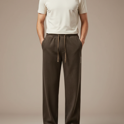 Pantalon Marron Ample Cordon Chaud Homme - Molleton