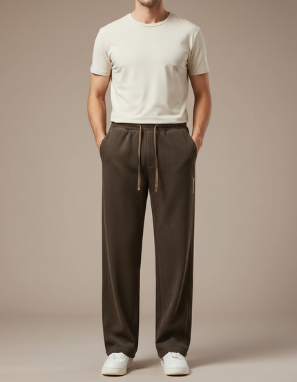 Pantalon Marron Ample Cordon Chaud Homme - Molleton