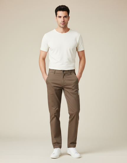 Pantalon Marron Homme Slim Droit Coton Élégant - Gabardine