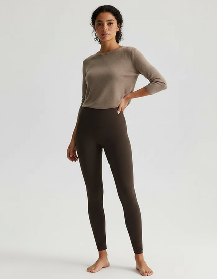 Pantalon Marron Confortable Taille Haute Fluide Femme - Polyester