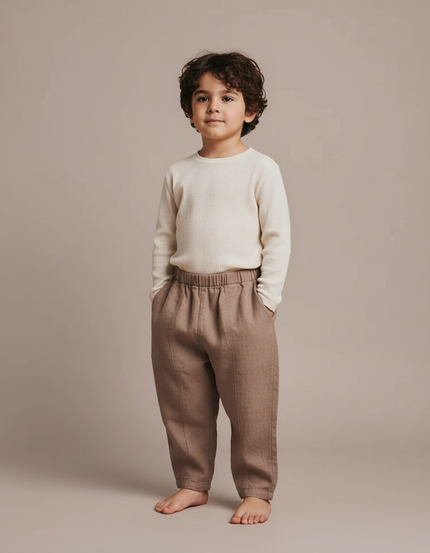 Pantalon Marron Lin Ample Casual Enfant