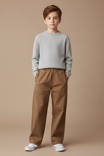 Pantalon Marron Coton Ample Décontracté Enfant