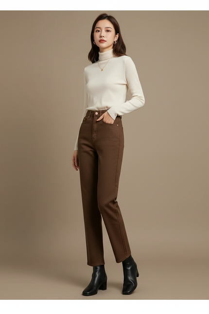 Pantalon Mom Marron - Gabardine