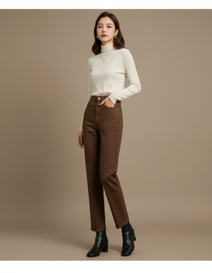 Pantalon Mom Marron - Gabardine