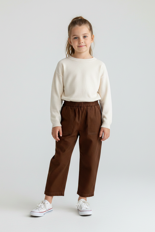 Pantalon Marron Ample Coton Casual Enfant - Toile