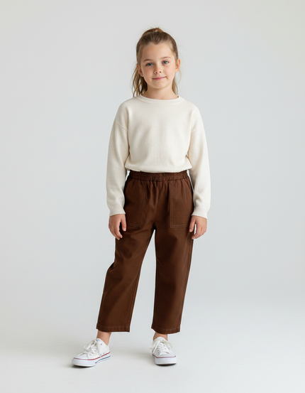 Pantalon Marron Ample Coton Casual Enfant - Toile