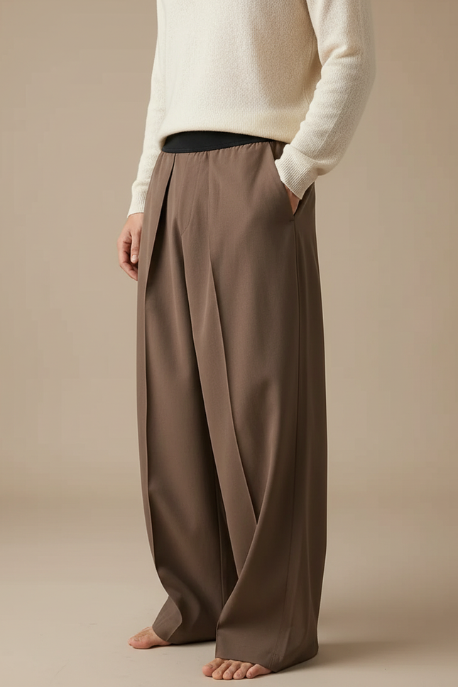 Pantalon Oversize Marron - Gabardine
