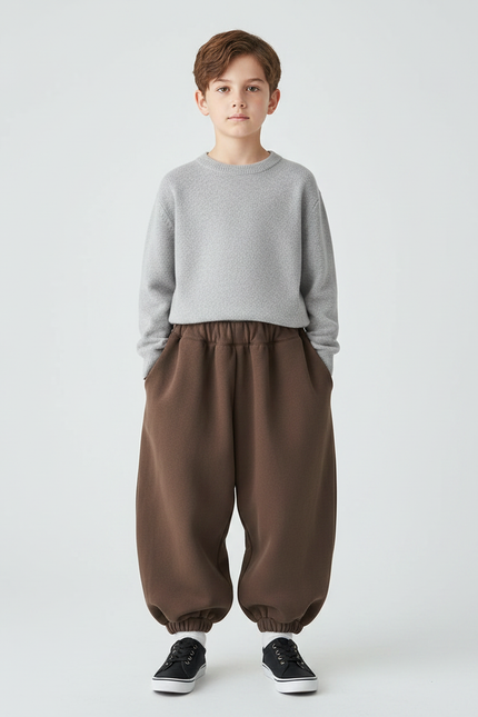 Pantalon Marron Ample Élastique Molletonné Enfant