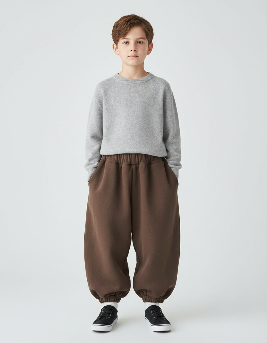 Pantalon Marron Ample Élastique Molletonné Enfant