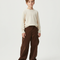 Pantalon Marron Cargo Côtelé Ample Garçon Décontracté - Cordé