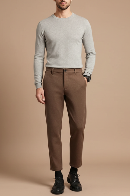 Pantalon Laine Marron Homme