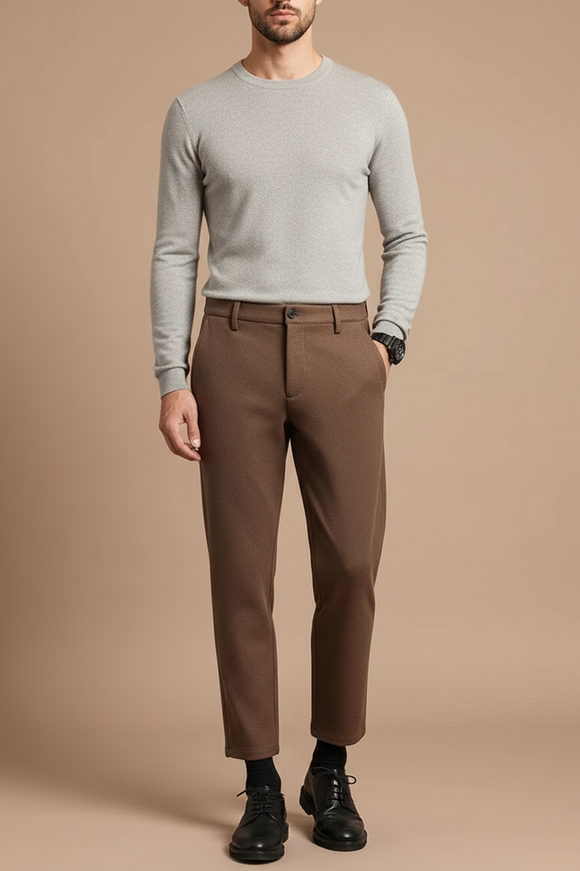 Pantalon Laine Marron Homme
