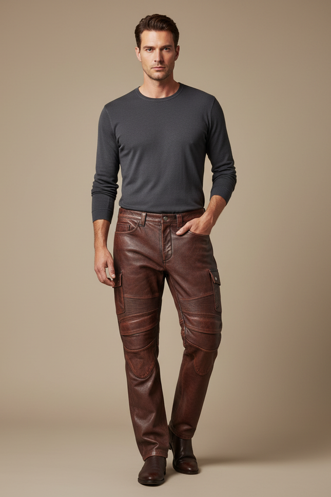 Pantalon Enduit Marron Homme - Cuir