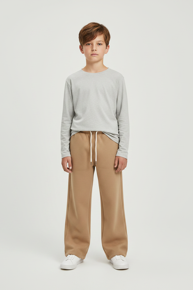 Pantalon Marron Ample Molleton Décontracté Enfant - Camel