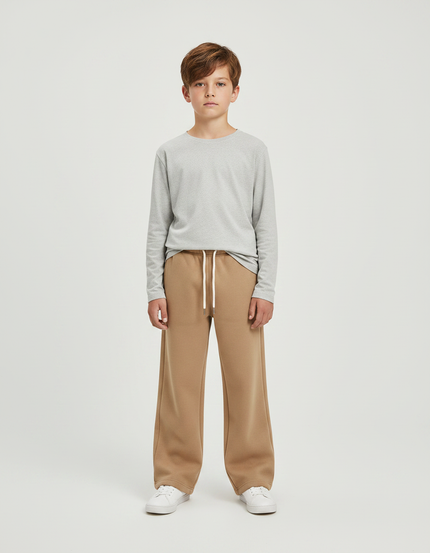 Pantalon Marron Ample Molleton Décontracté Enfant - Camel