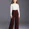 Pantalon Marron Taille Haute Ample Fluide Élégant - Bordeaux Gabardine