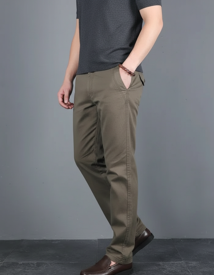 Pantalon Marron Homme Coton Slim Chino Décontracté - Kaki